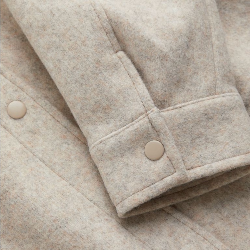 H&M Shacket Light Beige Shirt Jacket button down small - Picture 3 of 7